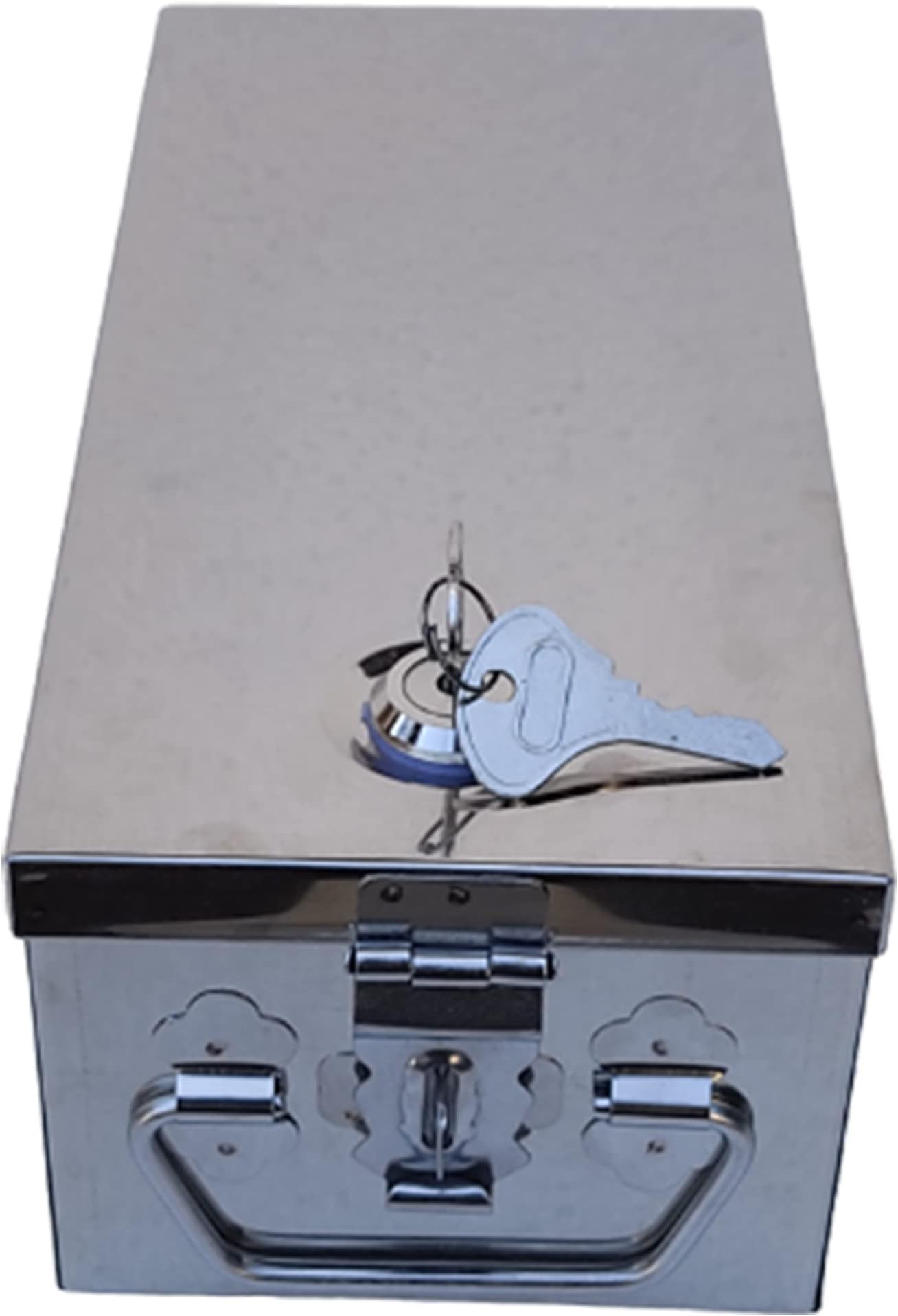 Stainless Steel Bank Safe Locker Box, Cash Drawer, Jewellery organizar Storage Box, coin bank Size - 8 Inch (L-21cm, W-10cm, H-8cm)(With Pre fited Lock & 2 Key)