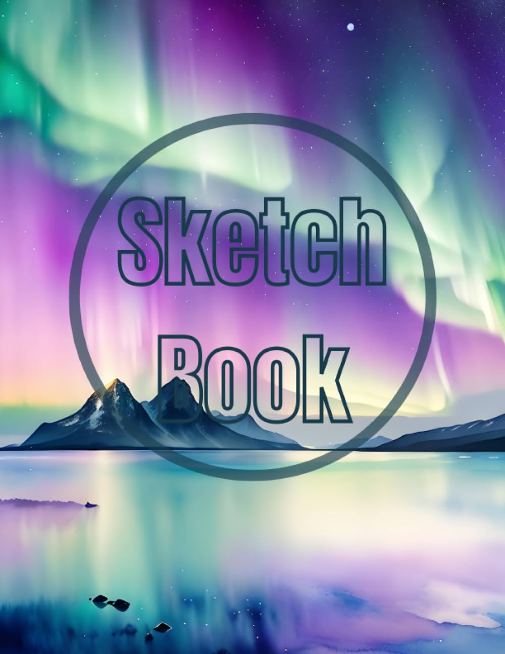 Sketch Book: Premium watercolor The aurora lights over the sea view design cover page Sketchbook Blank Paper Pad 8.5" x 11" - 120 Pages Blank Paper ... Unlined Journal Soft Cover sketchbooks