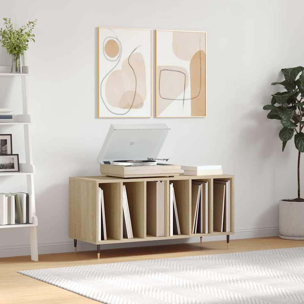 vidaXL Armadio a dischi, supporto giradiscos, credenza da soggiorno moderna in legno di ingegneria Rovere Sonoma