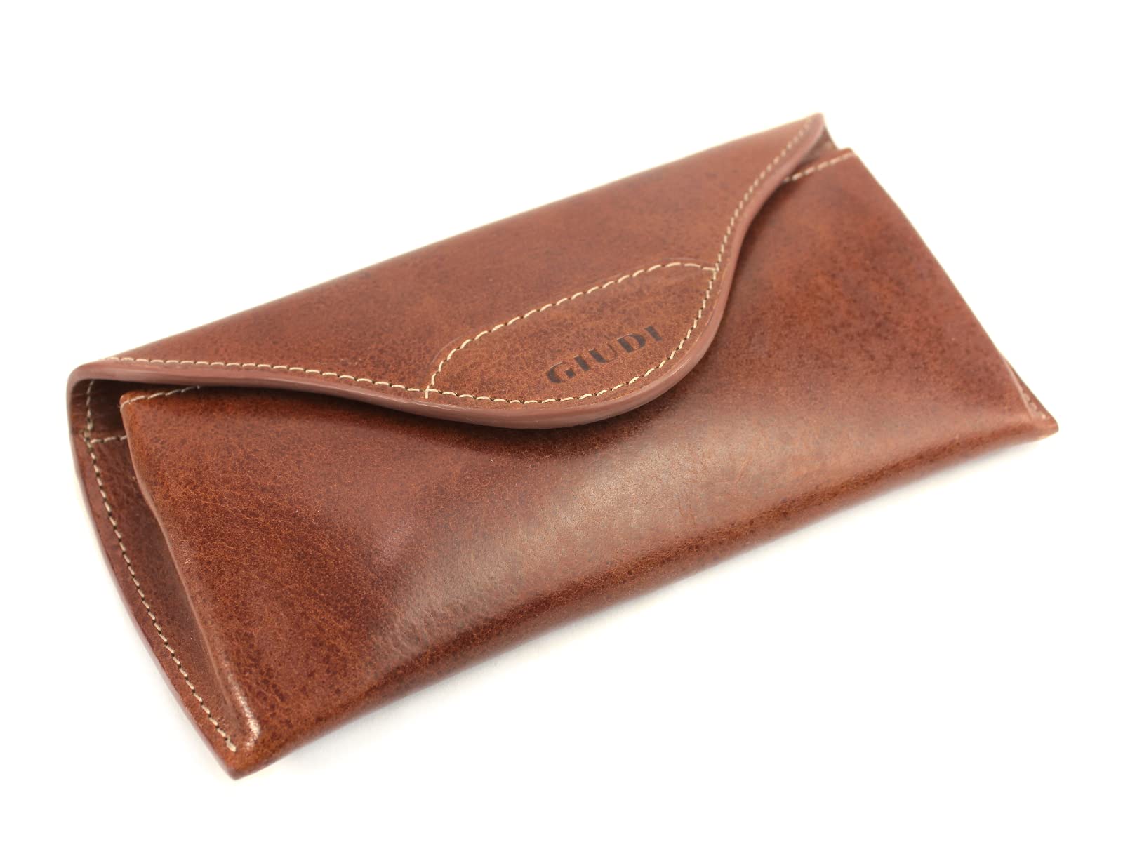 Generisch GIUDI ® - etui na okulary ze skóry bydlęcej, zapięcie na magnes orzechowy, orzech laskowy brązowy, jeden rozmiar