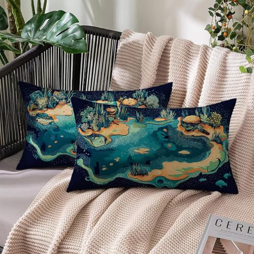Housses de coussin lin corail 75x50cm Xlccaioo pour canapé de jardin extérieur - 3