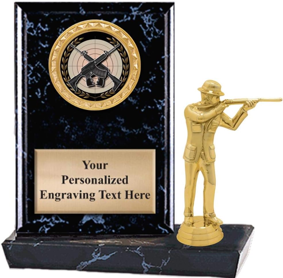 Crown Awards 6"X6" Civilian with Rifle Male Plaque Award, Rifle Trophy with Custom Engraving, Prime