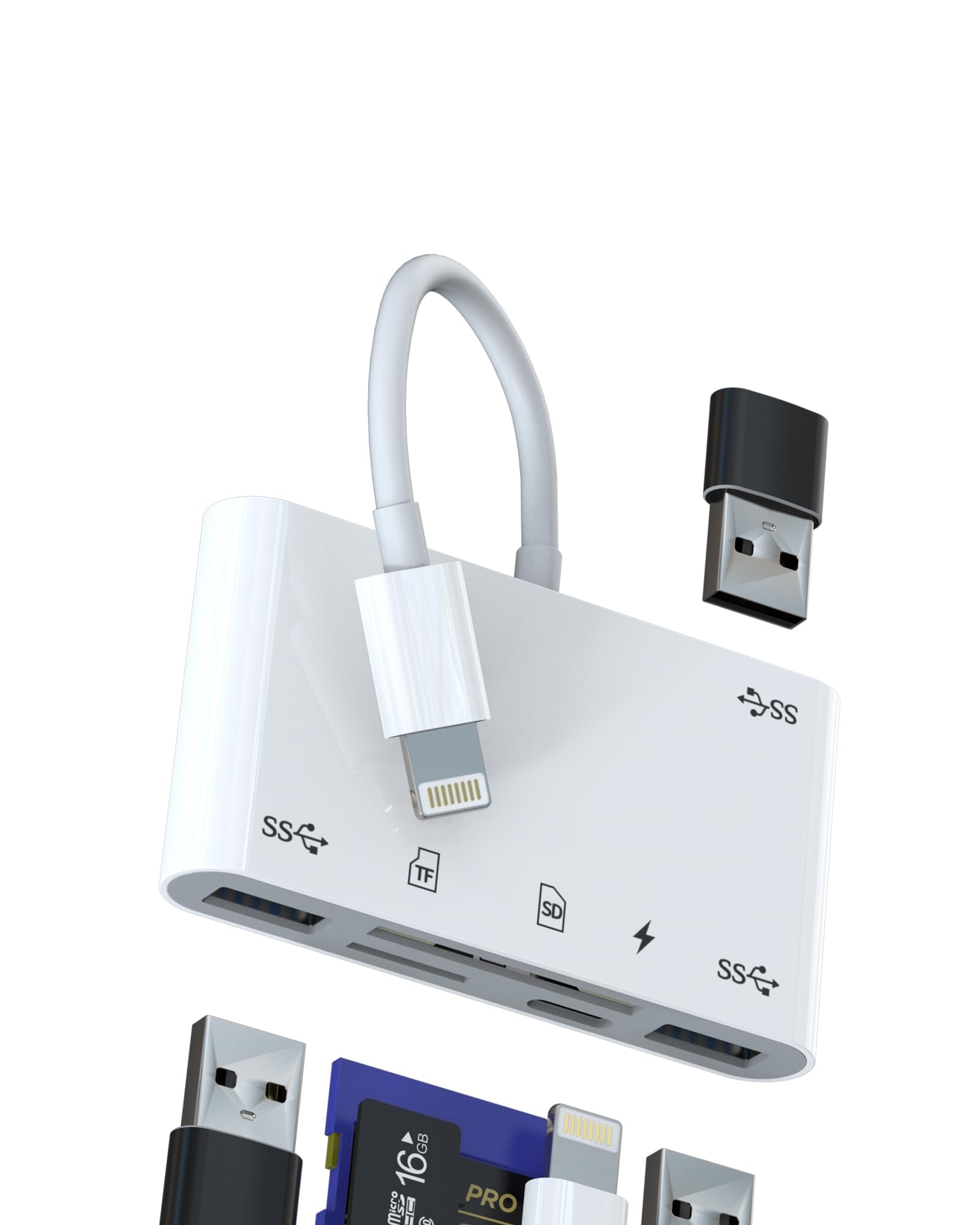 Lightning USB Card Reader Adapter SD Micro SD Charging for Apple for iPhone 14 Pro for iPad Air External Memory Transfer Camera TF Card Reader Photo Data Transfer-image-17