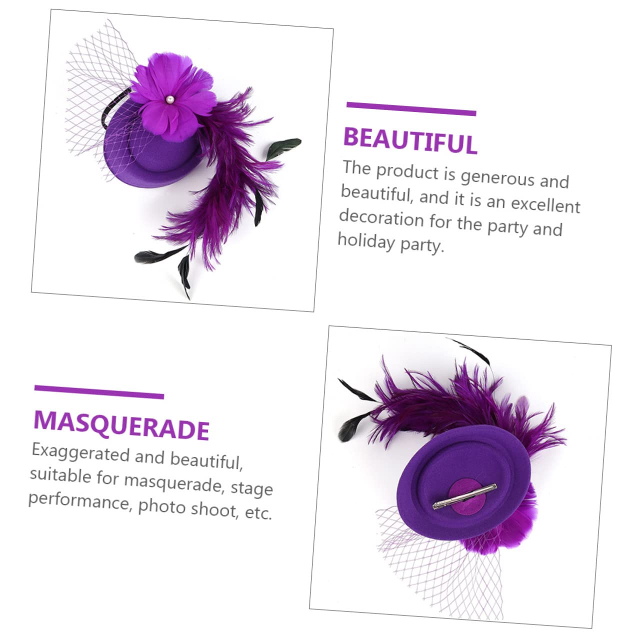 SHERCHPRY 1 sombrero de niña de flores para boda, novia, mini sombrero de copa para mujer, mini sombrero con clip para el cabello