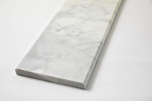 Miniatura 4 de Mármol blanco Carrara Tamaño 36 "x 4" Dos lados Biselado Pulido Umbral Hermoso Sillas de Piedra Natural