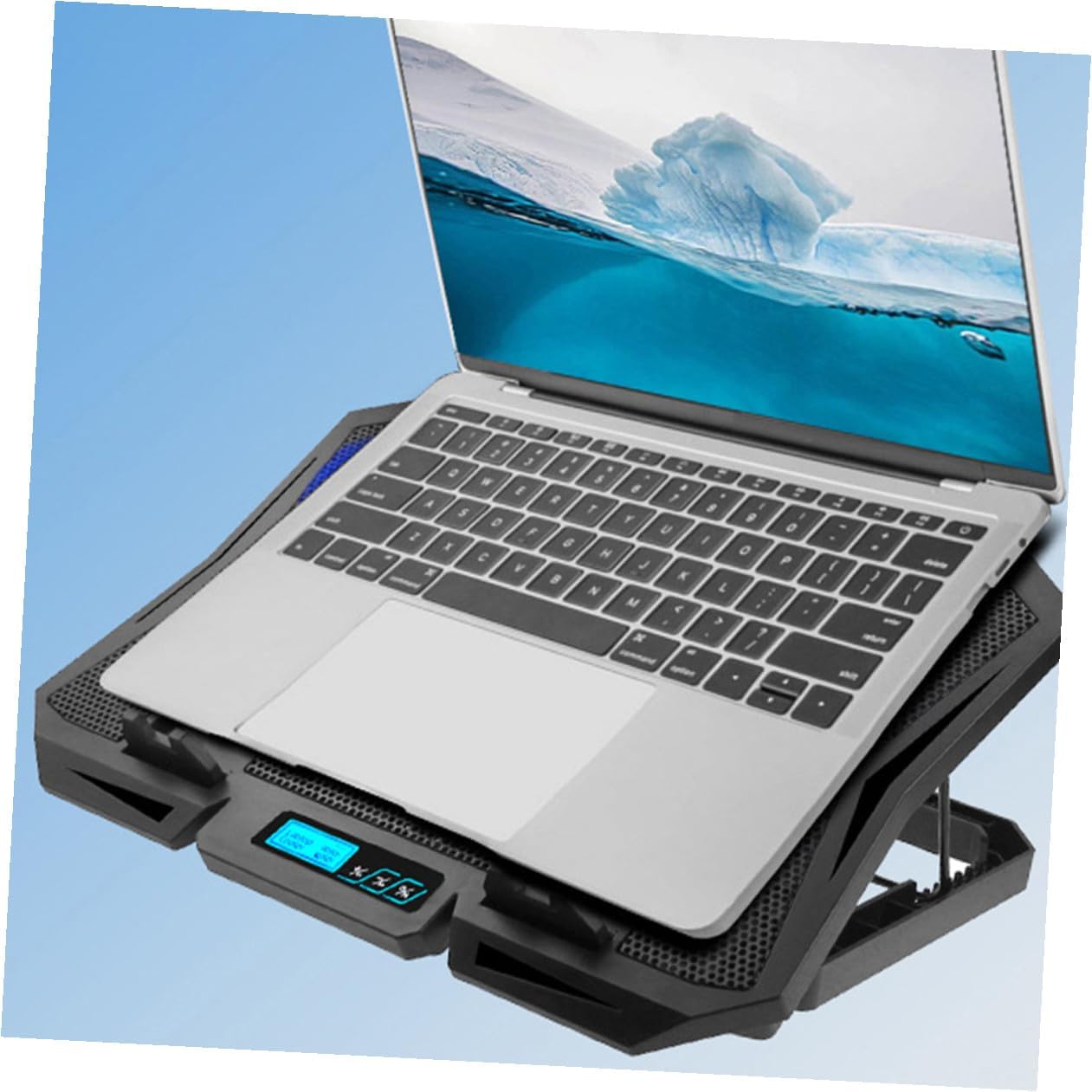 BESPORTBLE Laptop Cooling Pad 15.6-inch Quiet Fan Stand with Adjustable Speed Blue LED for Gaming and Office Laptops PC Cooler Holder Compatible with Notebooks