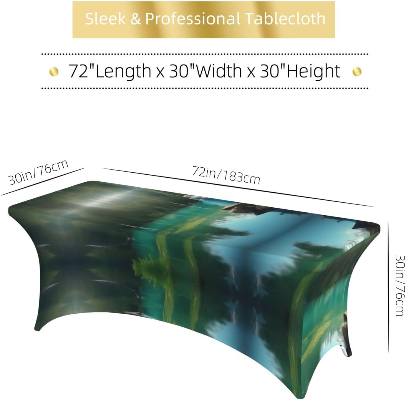 Lake Fairy Print Table Cover Rectangular Tablecloth for 6-Foot Tables for Wedding Banquets Outdoor