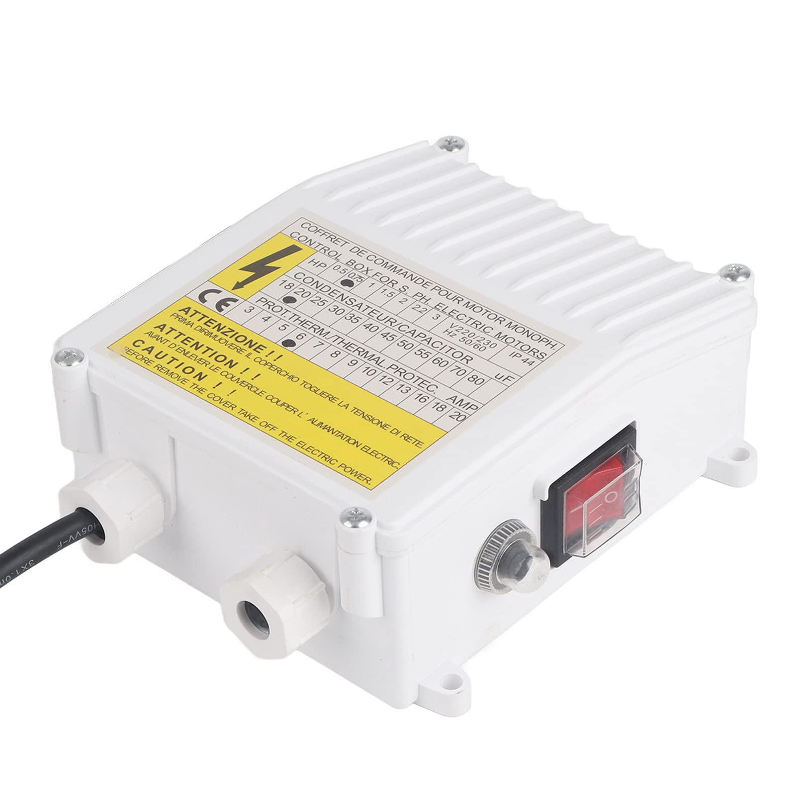 Caja de Control de Bomba, Cuadro Eléctrico de Bomba de Pozo Profundo con Protección Térmica, Controlador de Bomba con Interruptor para Sumergibles y de Pozo Profundo(Enchufe Europeo 220v 550w)