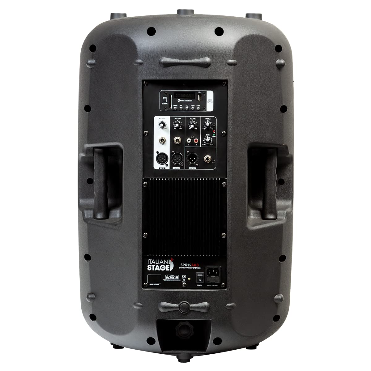 PROEL Italian Stage IS SPX15AUB - Cassa Attiva Diffusore da 400w di Picco bi-amplificata da 15" con Multimedia player: Usb Flash Drive, Sd Memory Card, STEREO Bluetooth Device, Remote Control, Nero