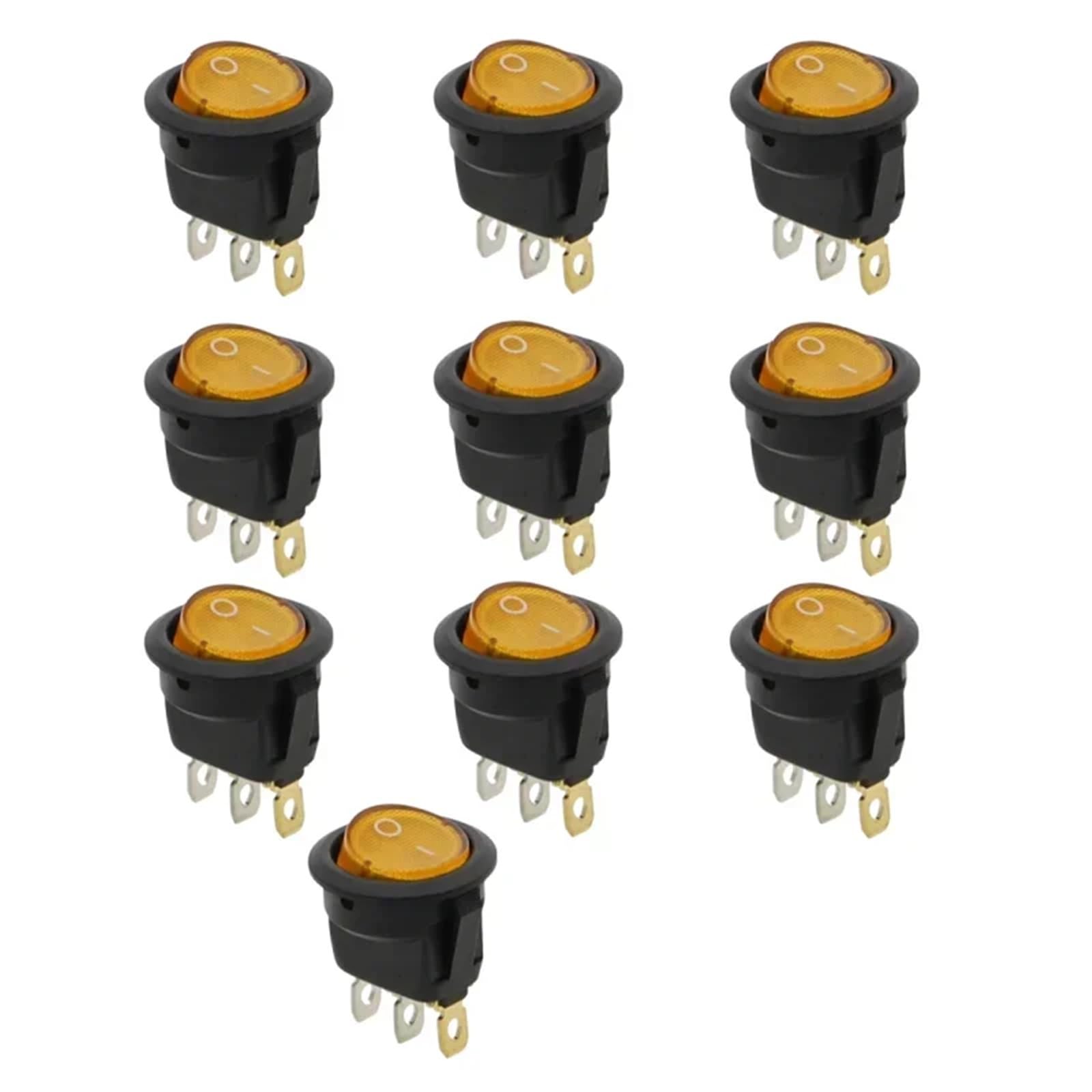 Interruptor KCD1 12V 20A con luz LED amarilla para reparar mandos rotos en salpicaderos 20mm 7
