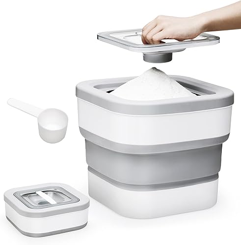 Conworld Contenedor de detergente para ropa sucia, dispensador de polvo para ropa con cuchara para decoración y accesorios de lavandería, ahorro de