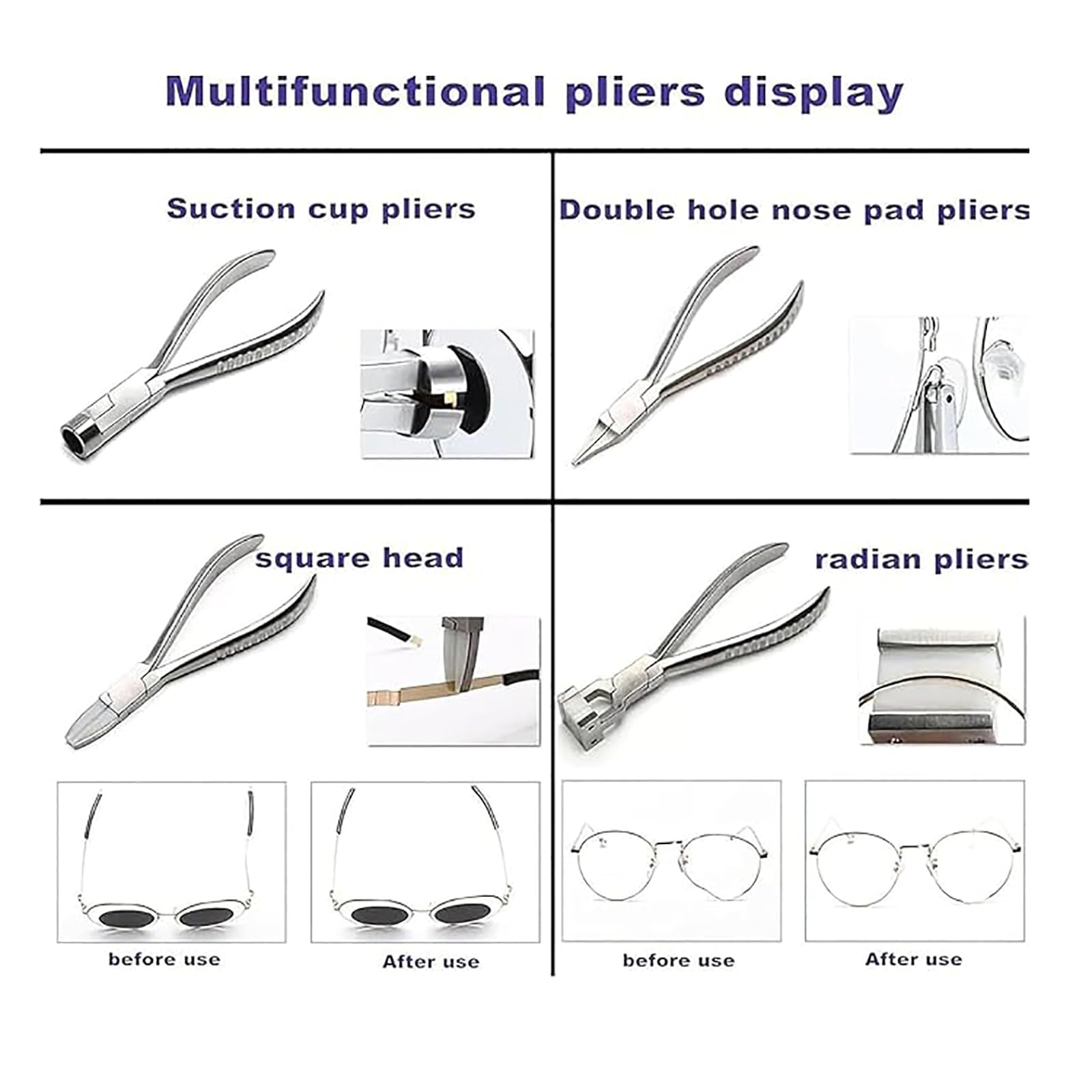 Kit de reparación de gafas, juego de herramientas de acero inoxidable con alicates y destornilladores, para ajustar y fijar gafas