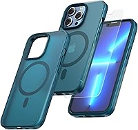 Vista 13 de TAURI Funda magnética 5 en 1 diseñada para iPhone 14 para iPhone 13, [compatible con MagSafe] con 2 protectores de pantalla + 2 protectores de lente