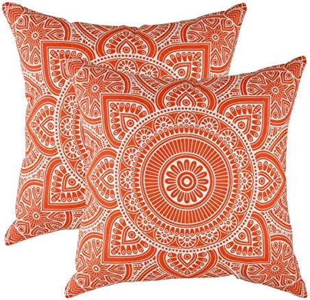 TreeWool (2 Pack Mandala Accent Cushion Covers in Cotton Canvas (45 x 45 cm / 18 x 18 Inches, Graphite)