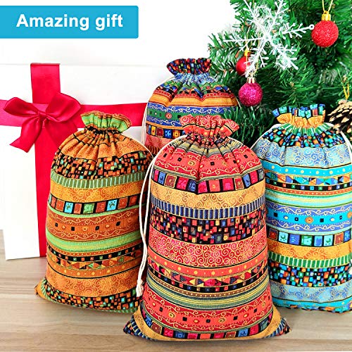 SumDirect 20 Pcs Egyptian Ethnic Style Burlap Gift Bags, Cotton Drawstring Bags, Cloth Gift Bag with Drawstring for Wedding Party Favors 8×12 Inch by SumDirect - Image 4