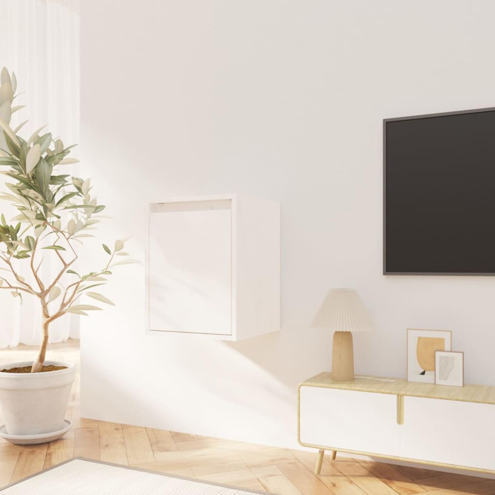 Armoire Murale Blanc 30x30x40 cm Bois de pin Massif,Armoire Industrielle,Armoire De Rangement