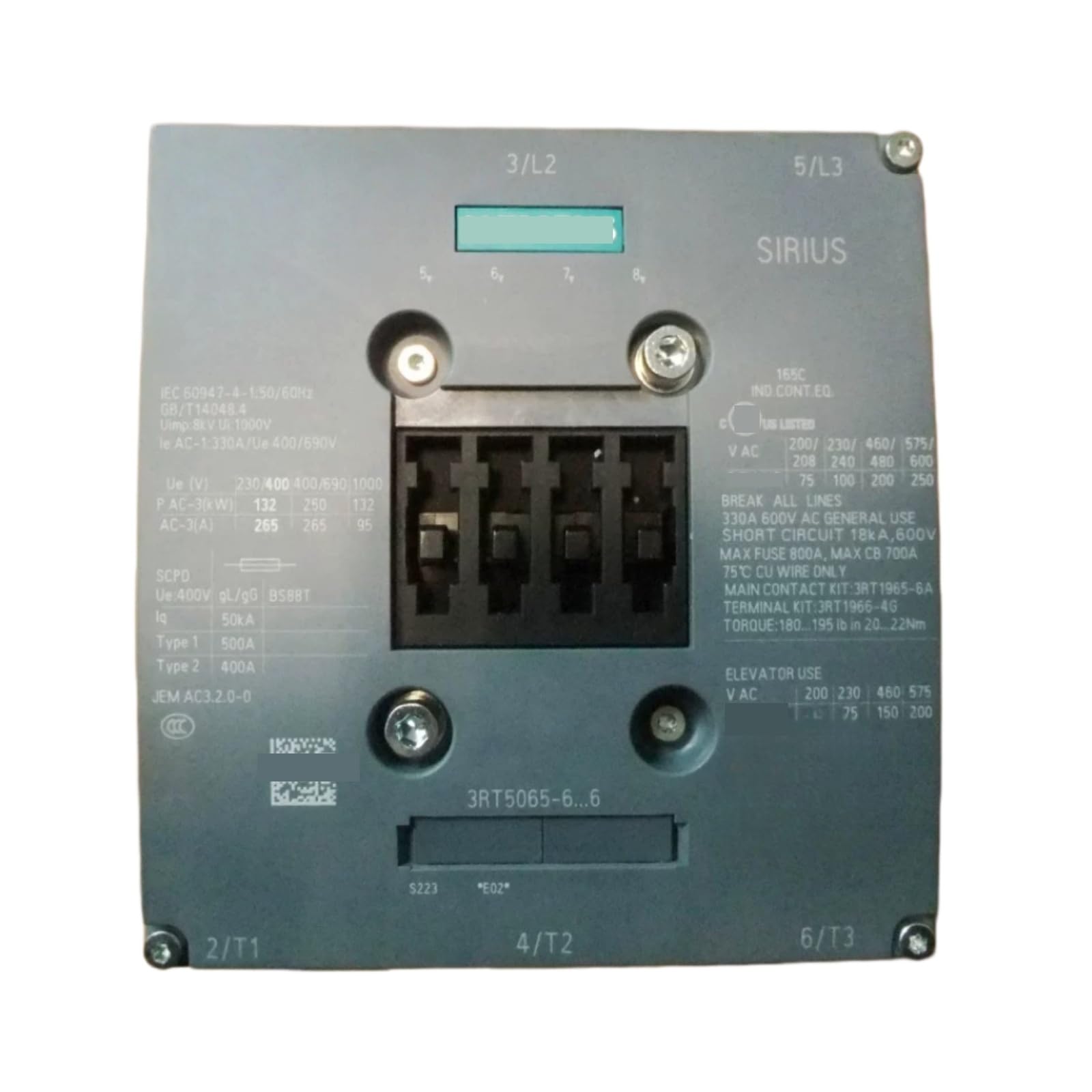 JHSLJCQS Contactors 3RT5065-6AP36, 265A 220V DIN Rail Mount Contactor
