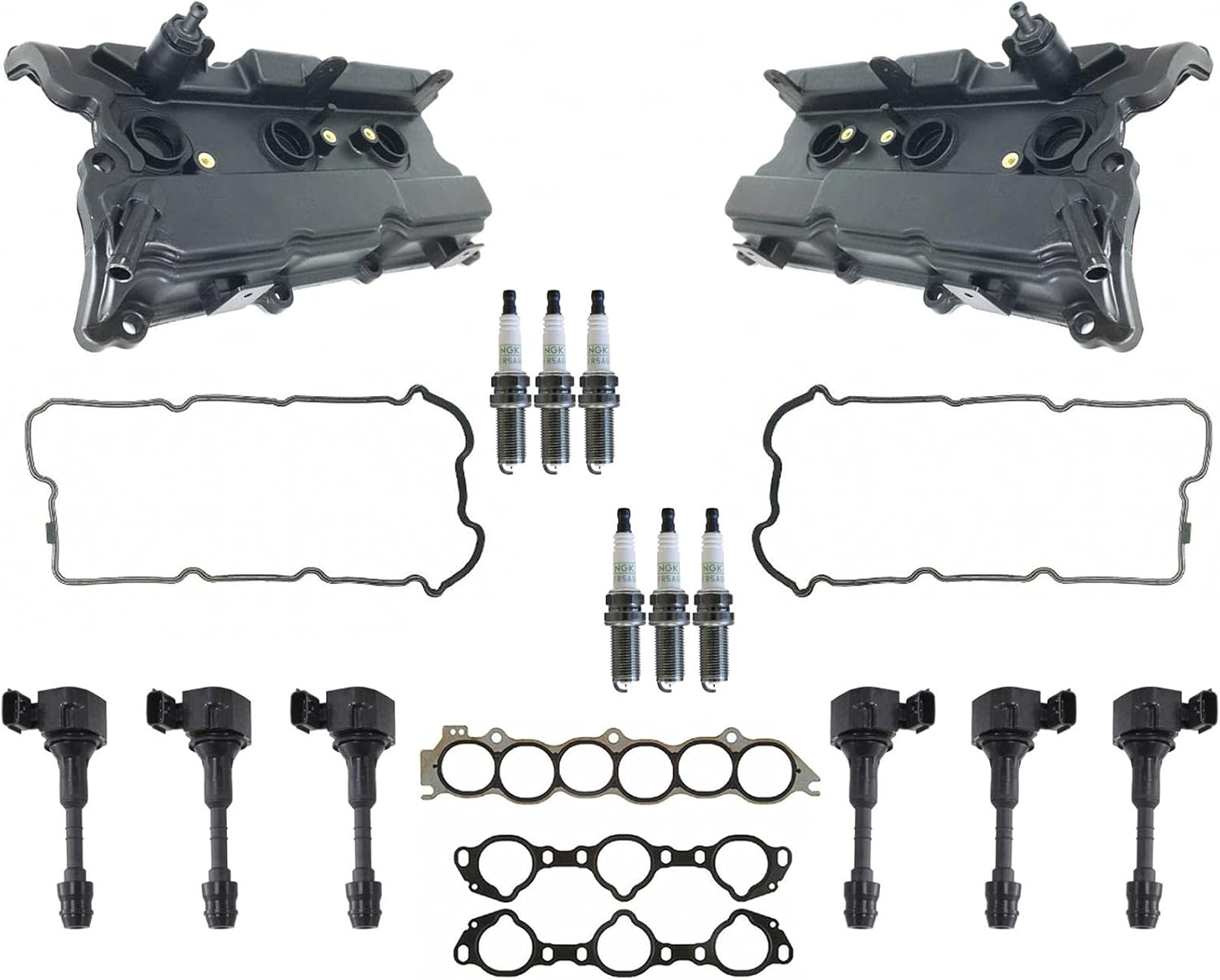 Left & Right Valve Covers Gaskets Coil Plugs 16pc Replacement Parts Kit For Nissan Maxima 2002-2008