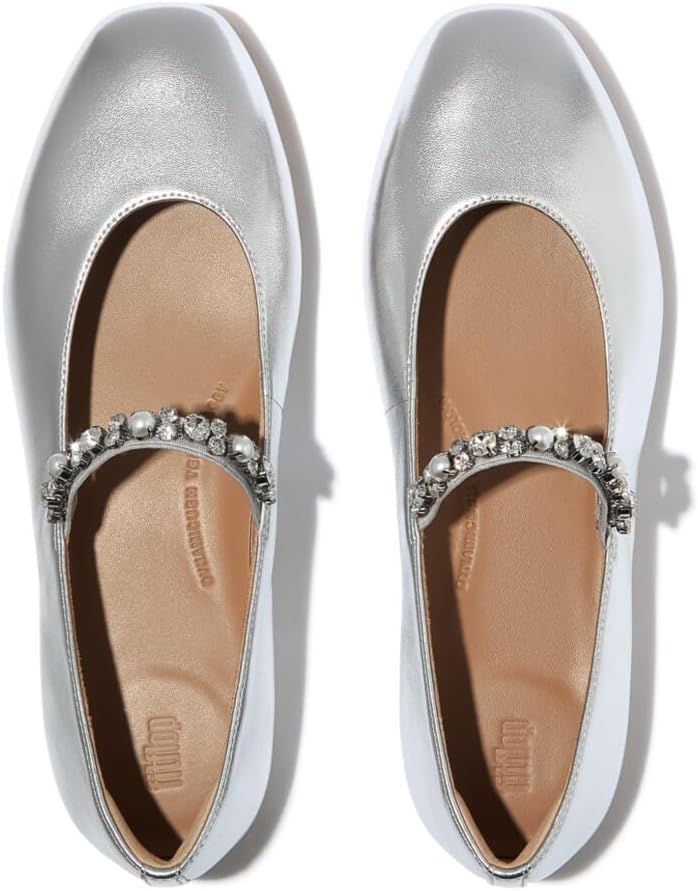 FitFlop Delicato Pearls-and-Crystal Leather Ballet Flats