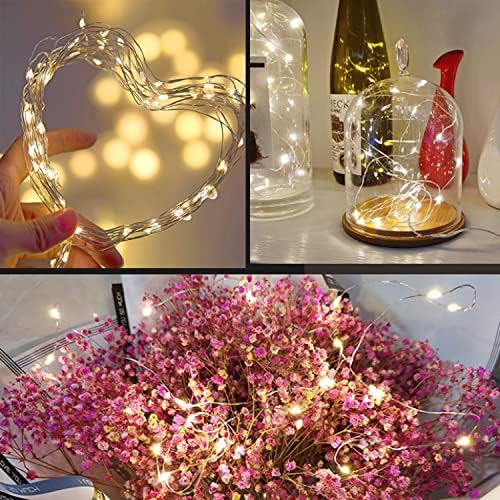10 PCS LED Fairy String Lights Battery Operated, 2m 20 LED Copper Wire Bottle Light, Outdoor Garden Decor, Indoor Wedding Party Bedroom Decorations (10)