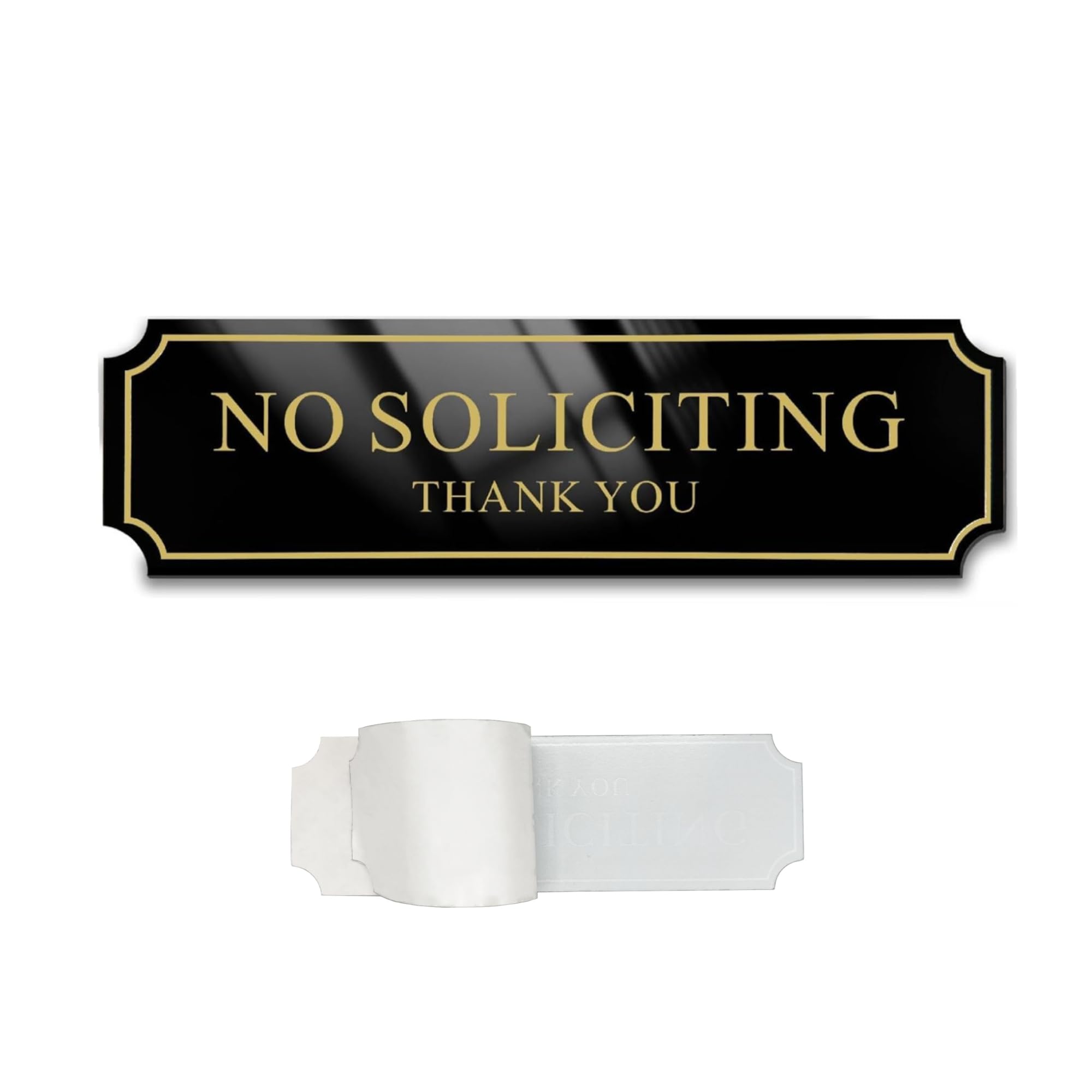 Nantun C:rectangle2 - Black/Gold - 1 Pack No Soliciting Sign: Keep Unwanted Visitors Away With Our Durable And Stylish Solution - Rectangle2 Black/Gold 1 Pack