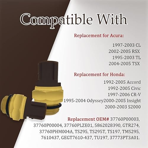 Miniatura 5 de Interruptor del ventilador del refrigerante del radiador, sensor de temperatura del refrigerante del interruptor, 37760-P00-003 Reemplazo del sensor