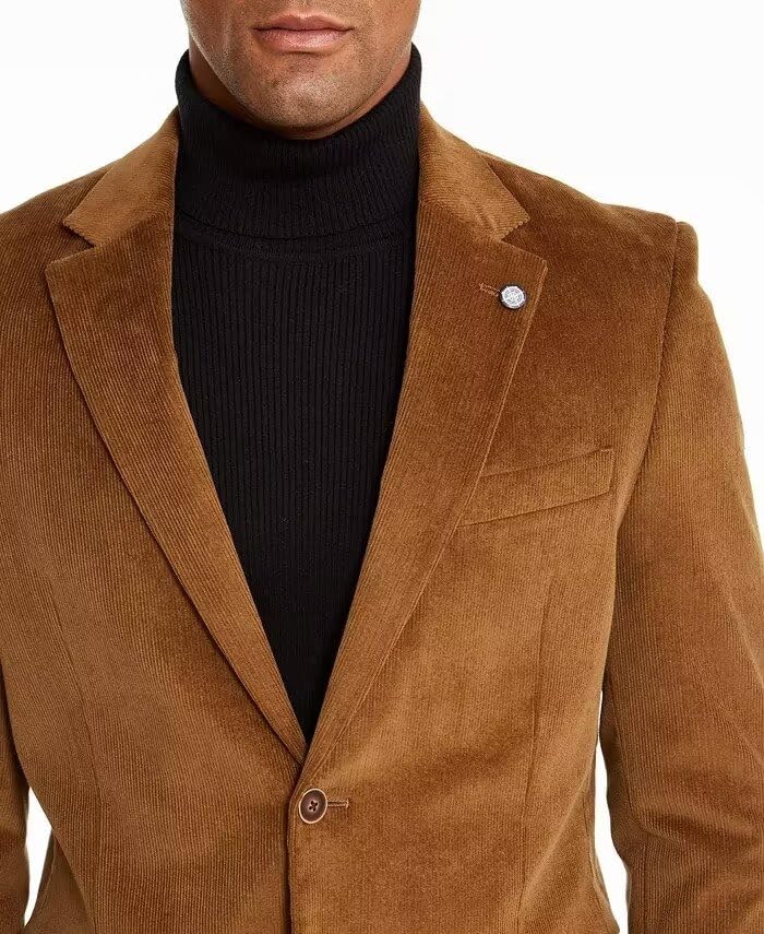 HUUTOE Mens Corduroy Blazers Men Blazer Jacket Casual Vintage Slim Fit Peak Lapel Two-Button Suit Jacket Sport Coat4