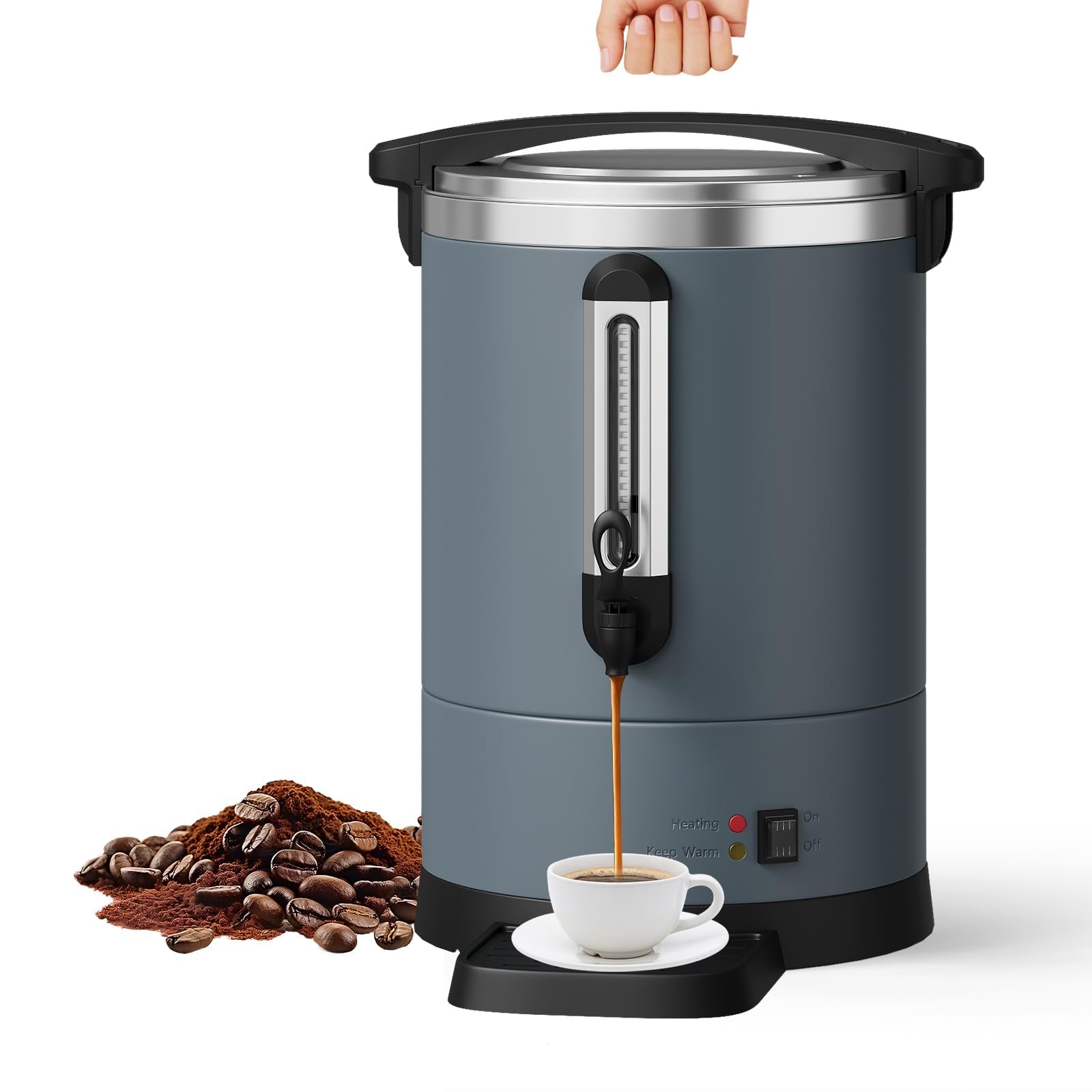 Commercial Electric Coffee Urn, 100-Cup Capacity, 14L / 3.8 Gal Stainless Steel Coffee Maker with Double-Wall Insulation — Great for Catering, Events, Weddings, Parties &amp; Buffets