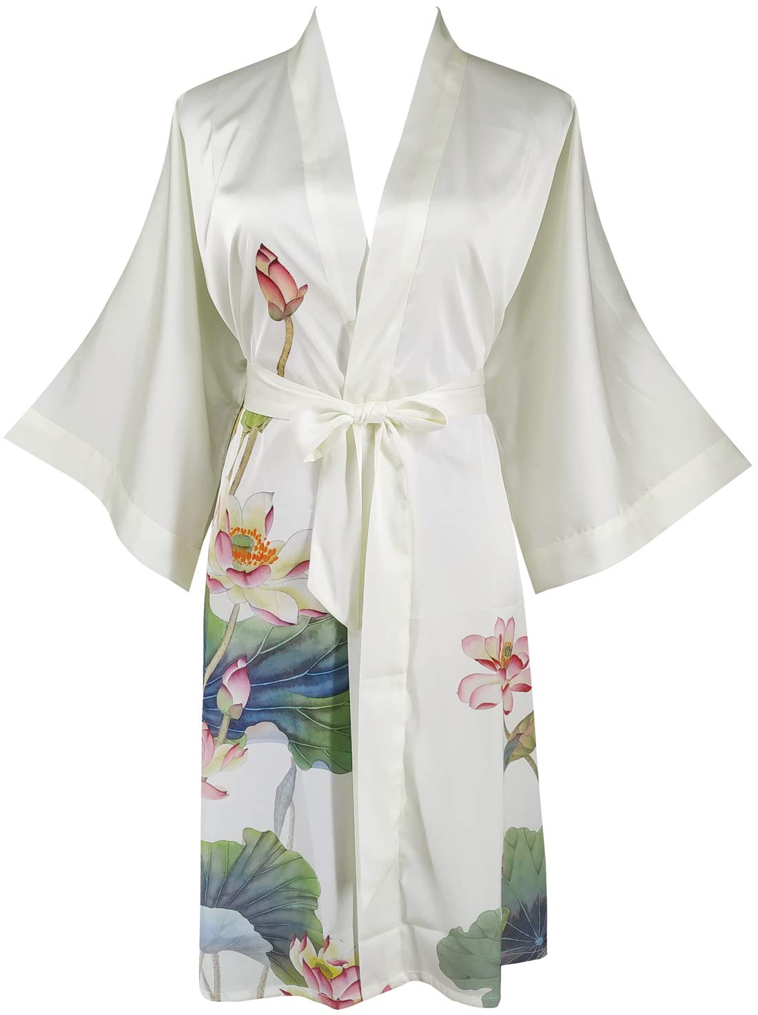 Damen Kimono Kurz Robe Bademantel Nachthemd