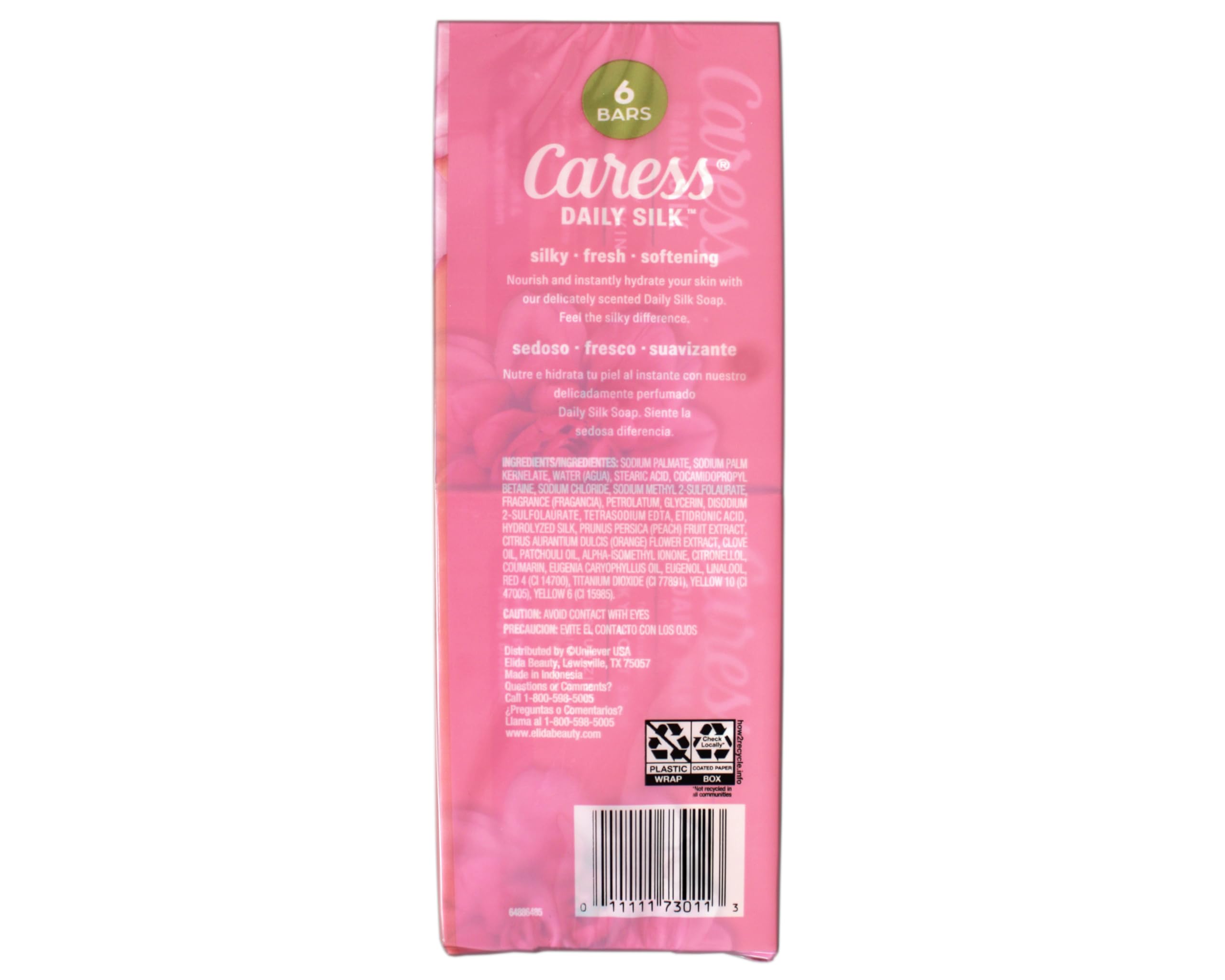 Caress Daily Silk Moisturizing Soap White Peach & Orange Blossom, 6 Bars, 3 Pack