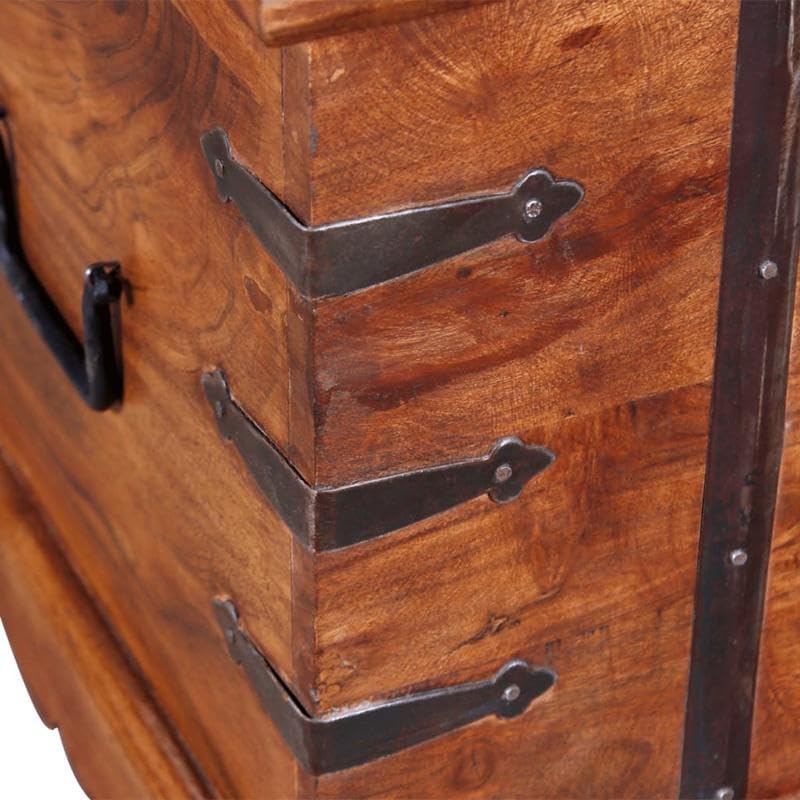 Eleganz Baúl de almacenamiento de madera maciza de acacia con acabado en color miel, elegante aspecto de palisandro para salón, dormitorio o pasillo, duradero y natural