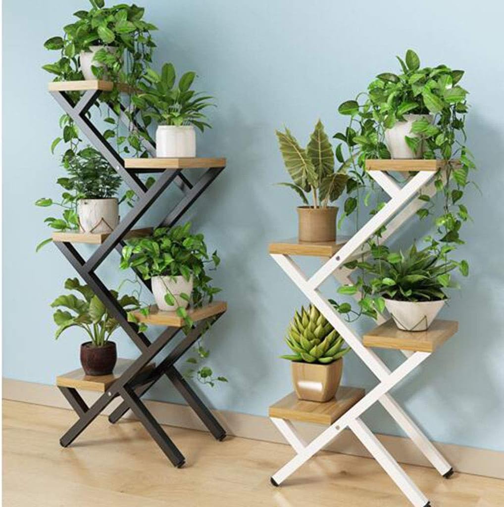 Living Room Flower Shelf Multi-Story Indoor Space Wrought Iron Balcony Fleshy Green Green Hanging Orchid Decorative Frame Economical Steel-Wood Structure Multi-Layer Design (F 100 * 40 * 25cm) image 4