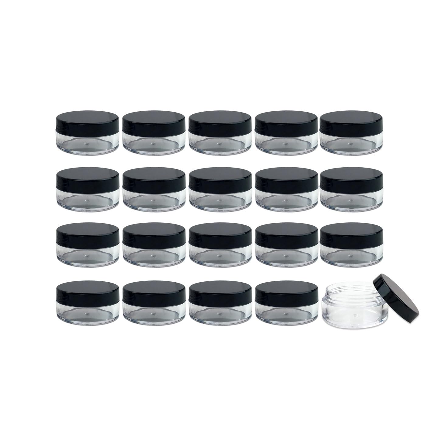 50 Pz barattoli rotondi trasparenti da 10 ml con coperchi rotondi colorati,vasetto per campioni per creme,lozioni,trucchi,polveri,glitter,contenitore in plastica a prova di perdite (nero)