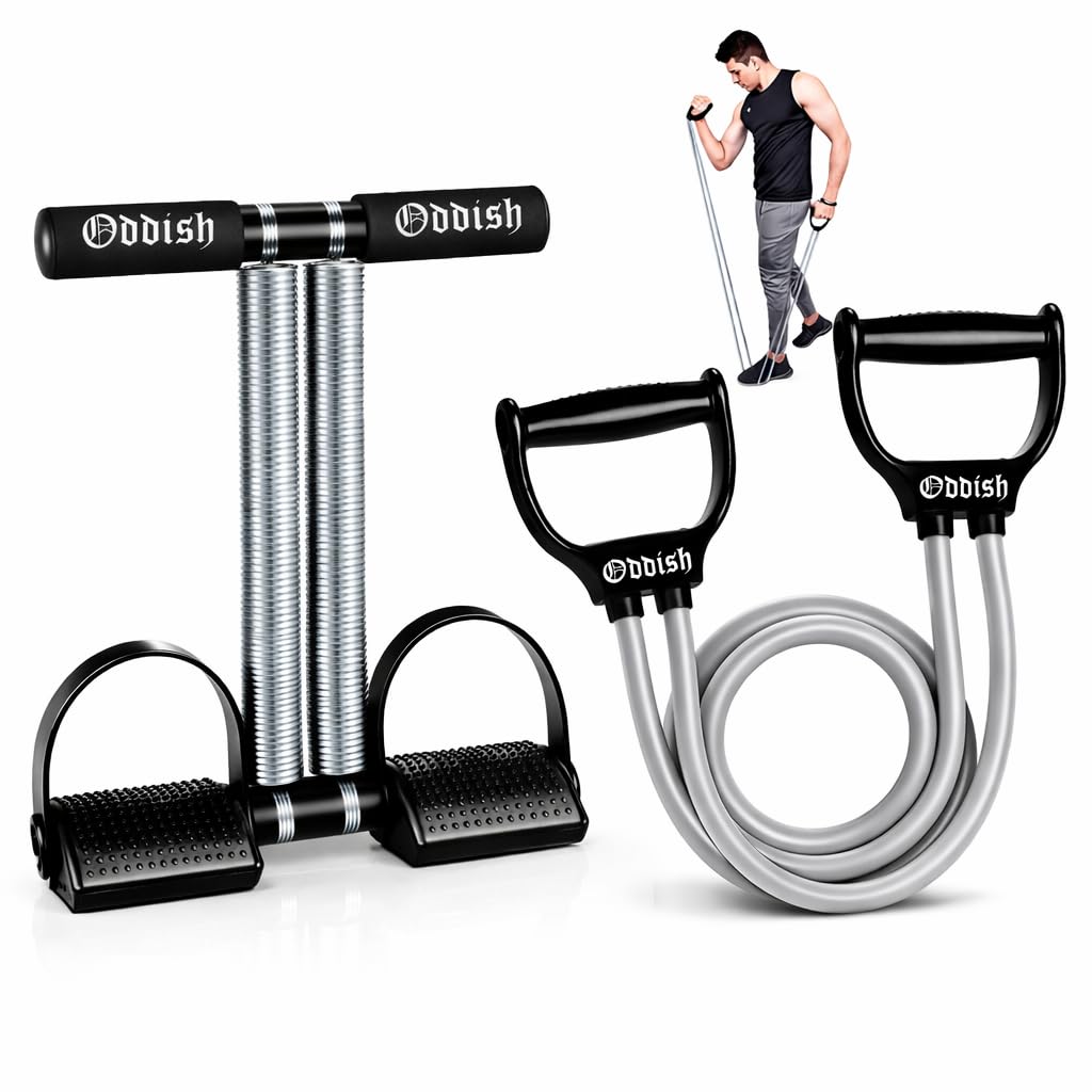 Oddish Double Spring Tummy Trimmer for Men & Women + Resistance Tube Combo | Heavy Duty Ab Exerciser for Home Workout | Full Body Exercise Equipment for Weight Loss, Core Strength, Arms, Legs & Belly Fat Reduction-image-20
