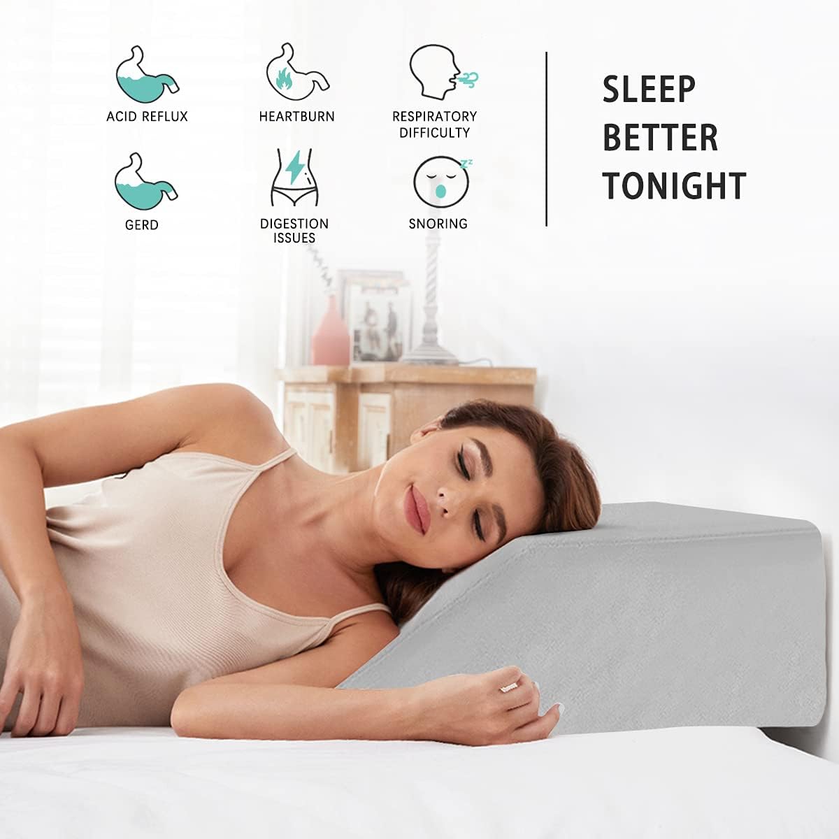 Leg Elevation Pillow with Cooling Gel Memory Foam Top, Post Surgery Leg Rest Pillow High Density Foam Bed Wedge Pillow for Leg & Back Support and Pregnancy - Relieves Knee, Hip and Lower Back Pain