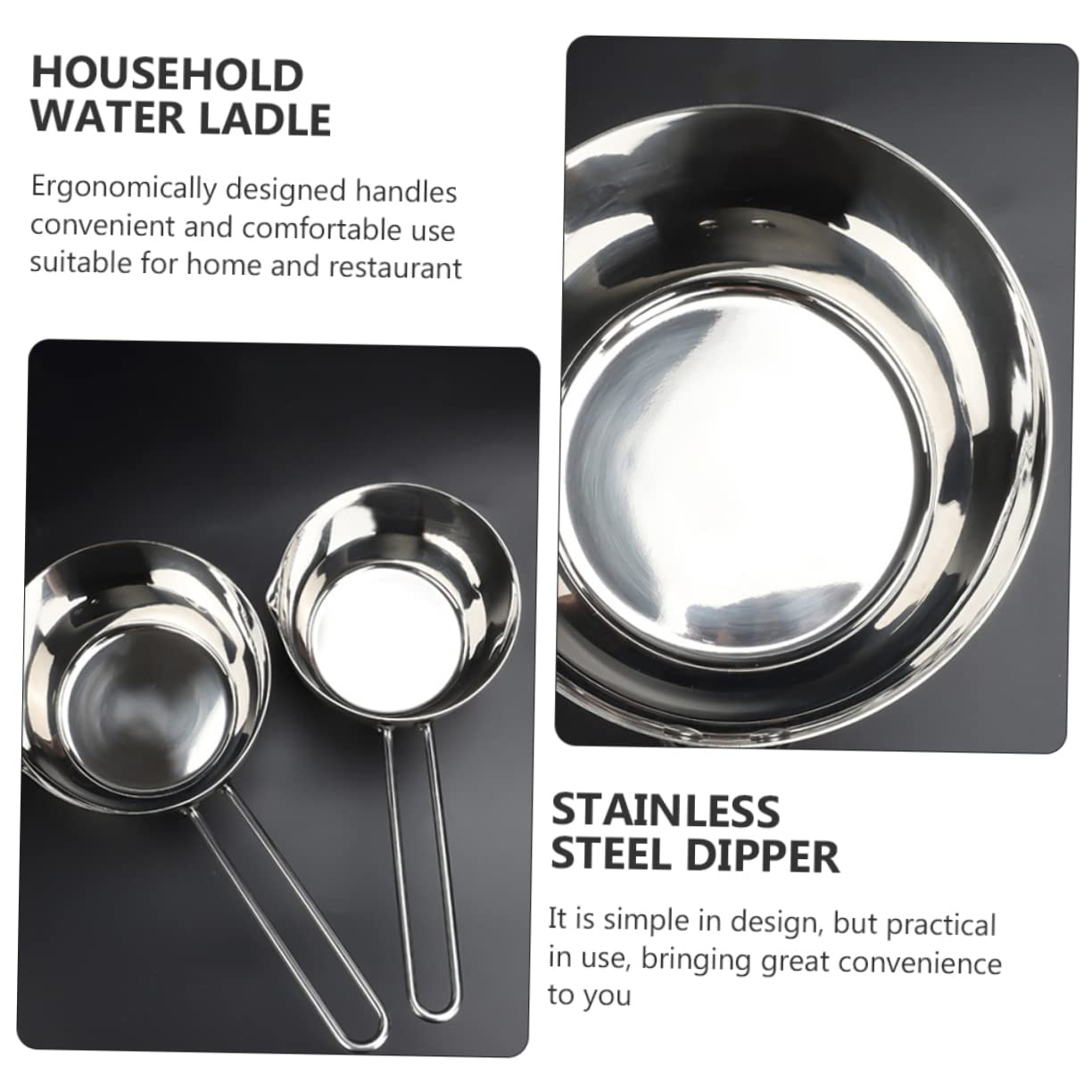 MAGICLULU Mestolo per Acqua in Acciaio Inox Manico lungo Ergonomico e Resistente, Mestolo Cucina Argento per Ristorante e Uso Domestico
