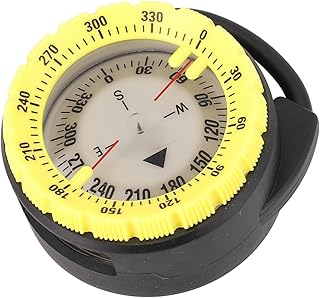 Feeshoppher Buceo luminoso ABS para brújula guía de navegación subacuática con ventana de lectura, equipo de montaje de abrazadera de tubo de buceo