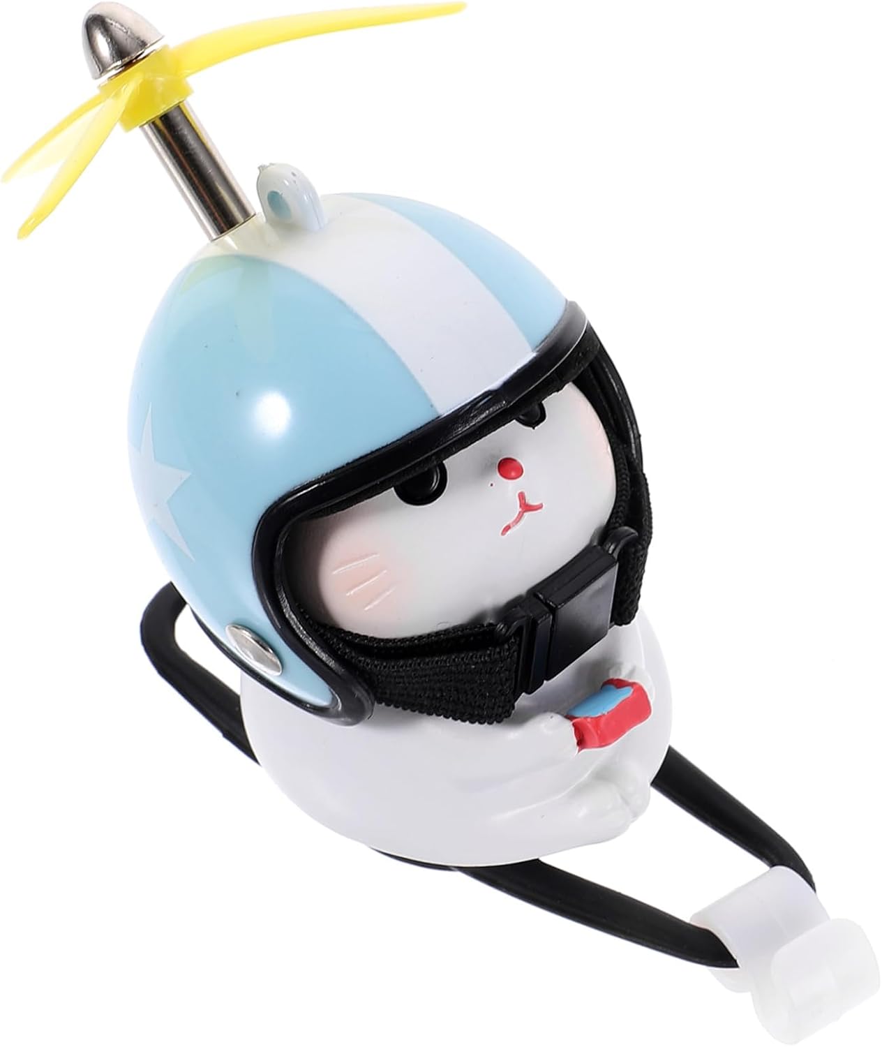 Cat Bike Decor with Propeller Helmet Cat Toy with Helmet Waterproof Resin Motorcycle Handlebar Ornament for Car Dashboard Bike Horn 3.54 X 3.14 X 1.96 in
