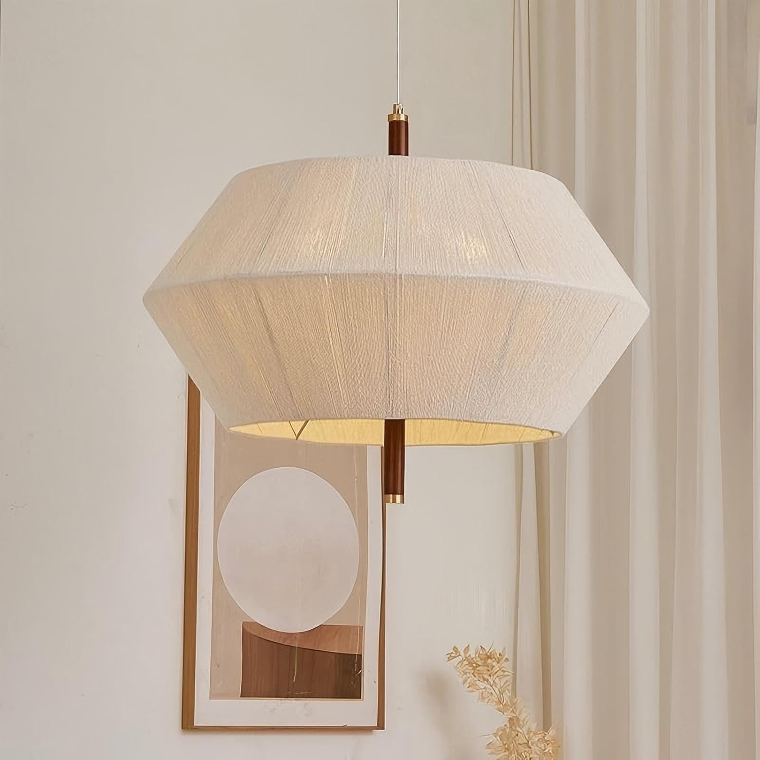LYSDjia Modern E27 Pendant Light Handwoven Chandelier Minimalist Bohemian Style Rope Braided Lampshade Creative Ceiling Lamp Suitable for Kitchen Island Dining Room Living Room Corridor(45cm)