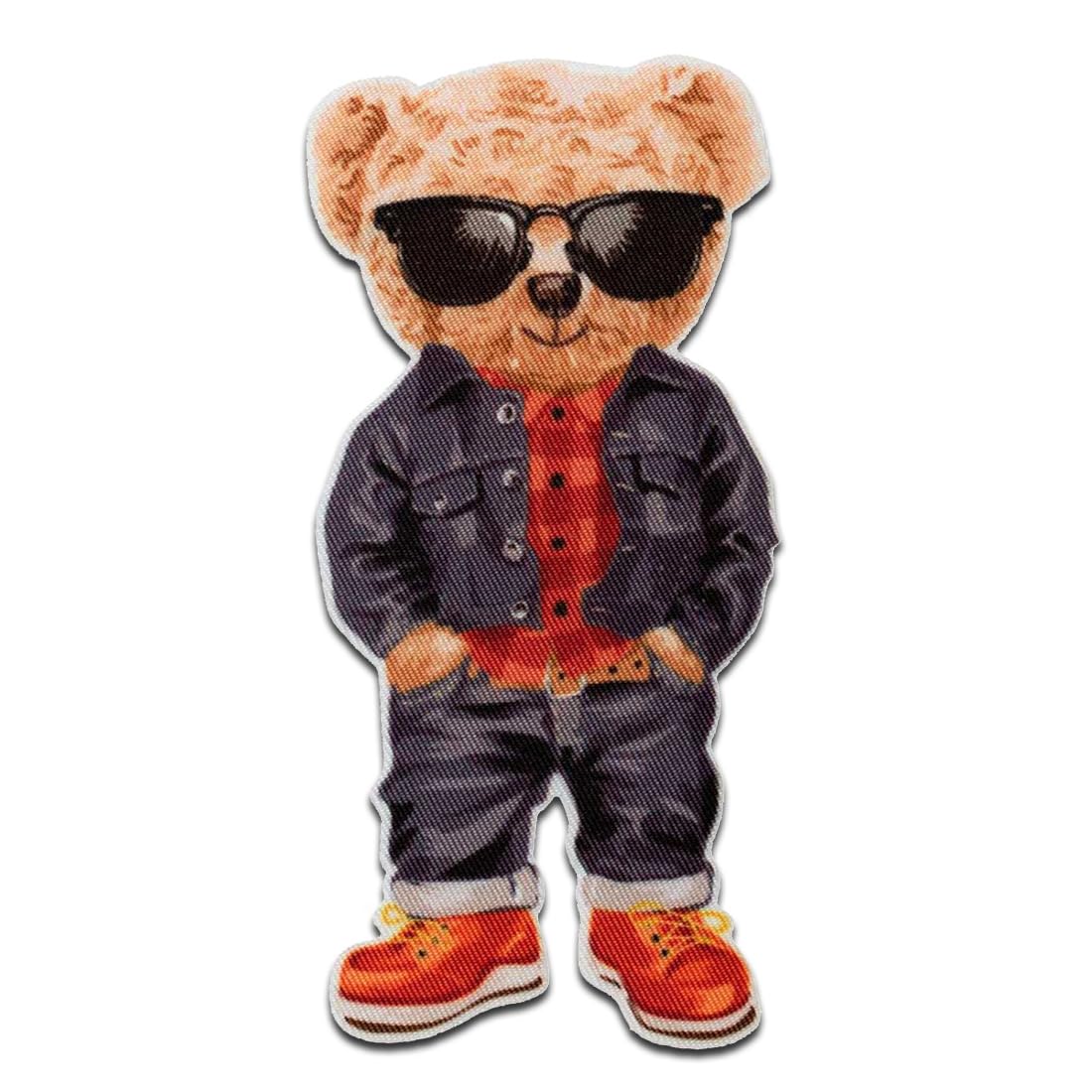Mono-Quick Orso con telefono animale - Toppe Termoadesive Patch Toppa Ricamate, Misura: 8,6 x 4,3 cm