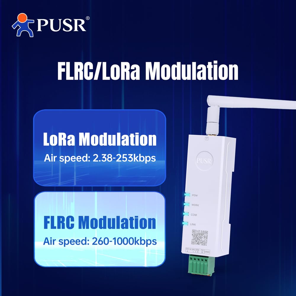 Rail DIN 12dBm 5KM 2.4G Lora Modem Modbus Transparent Transmission RS485 vers LoRa AT Command Configuration Utility USR-DR124-12