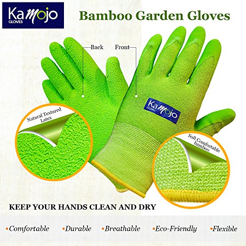Kamojo Bamboo Garden Gloves For Women & Men - 1Pair Breathable Gardening & Work Gloves (Medium, 1 Pack) #TOP1
