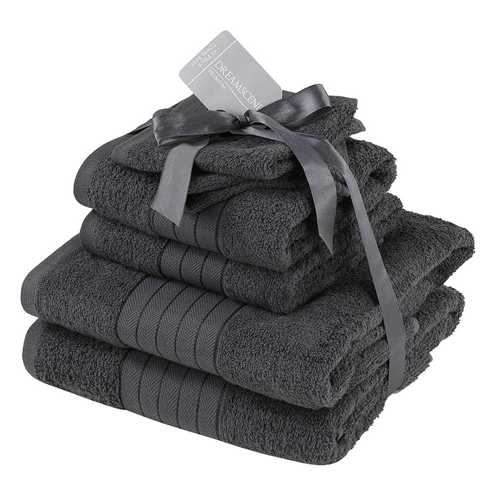 Brentfords Charcoal Grey 100% Cotton Bath Towels – Premium Quality, Super Absorbent & Quick Drying - Large Bathroom Towel - Luxury Set of 2-70 x 115cm — image 1