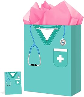 Abilat Large Nurse Graduation Gifts Bag with Tissue Paper and Greeting Card Nurse Gift Bags Nursing School Graduation Gifts for New Nursing Student and Graduates Medical School Party Favor