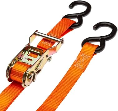 1 x 10' Ratchet Strap, S-Hooks, Orange, 8 Pack