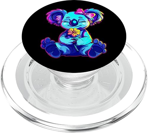Streetwear synthwave 80s 90s retro cute girls koala & flower PopSockets PopGrip for MagSafe