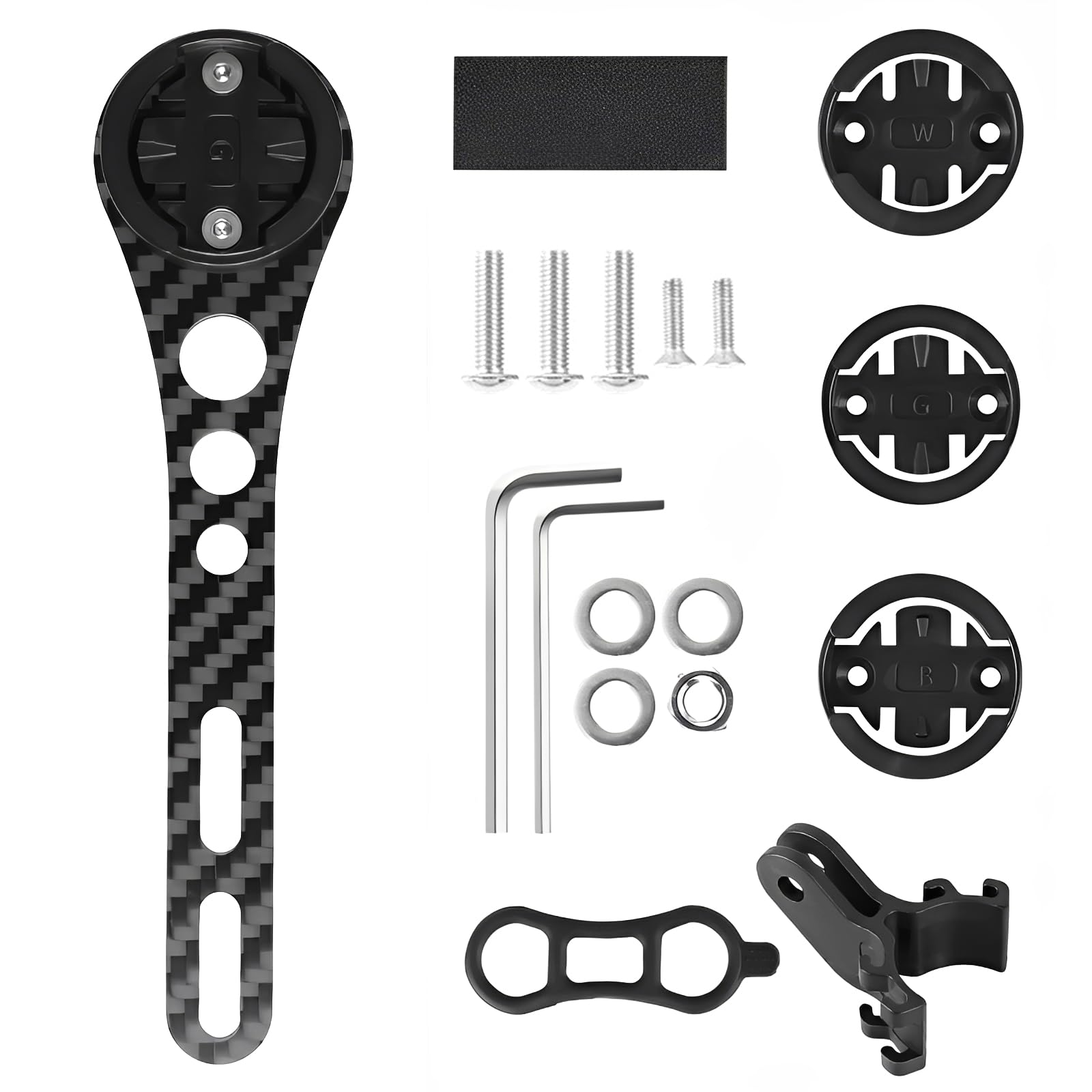 Supporto Esteso per Ciclocomputer in Fibra di Carbonio, compatibile con gopro,supporto esteso per computer da bici esterno per Garmin, Wahoo, Bryton(Nero)