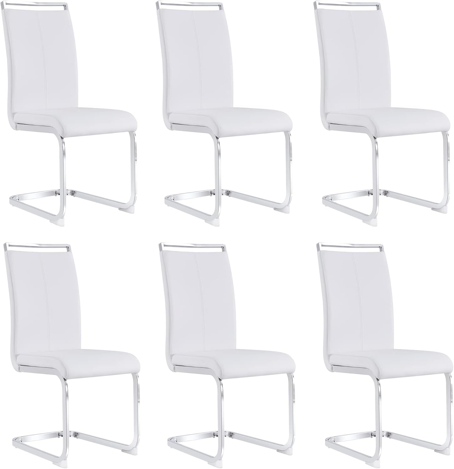 AZmac Modern Leather Dining Chairs Set of 6,Armless Kitchen Chairs,Dining Room