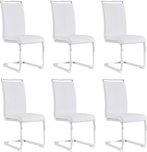 Miniatura 48 de AZmac Juego de 4 sillas de comedor modernas de cuero, sillas de cocina sin brazos, sillas de comedor con asiento acolchado tapizado y patas cromadas