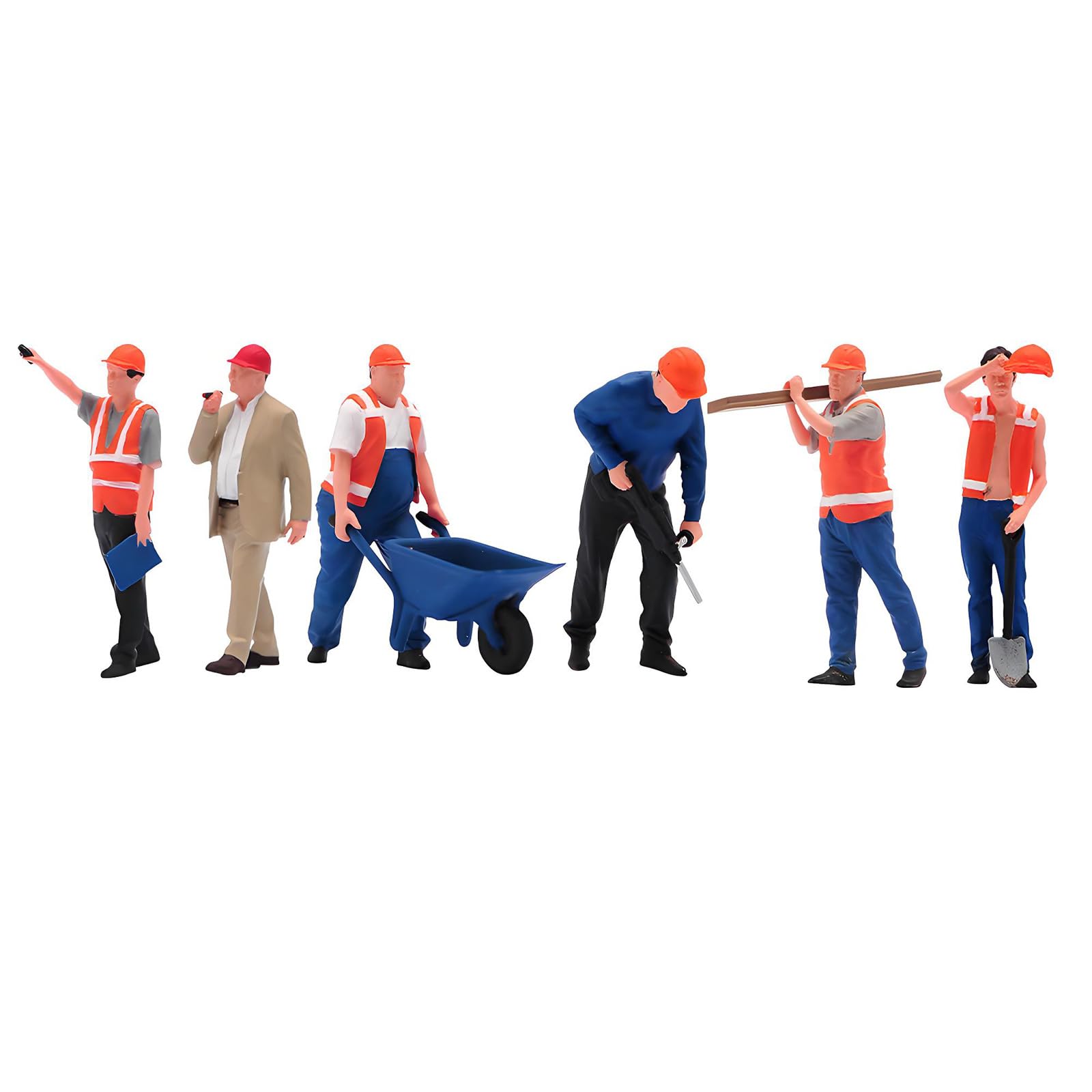 Hredyqw 1:64 Scale Miniature Construction Worker Figurines Set Painted Resin Model For Building Scene Decoration